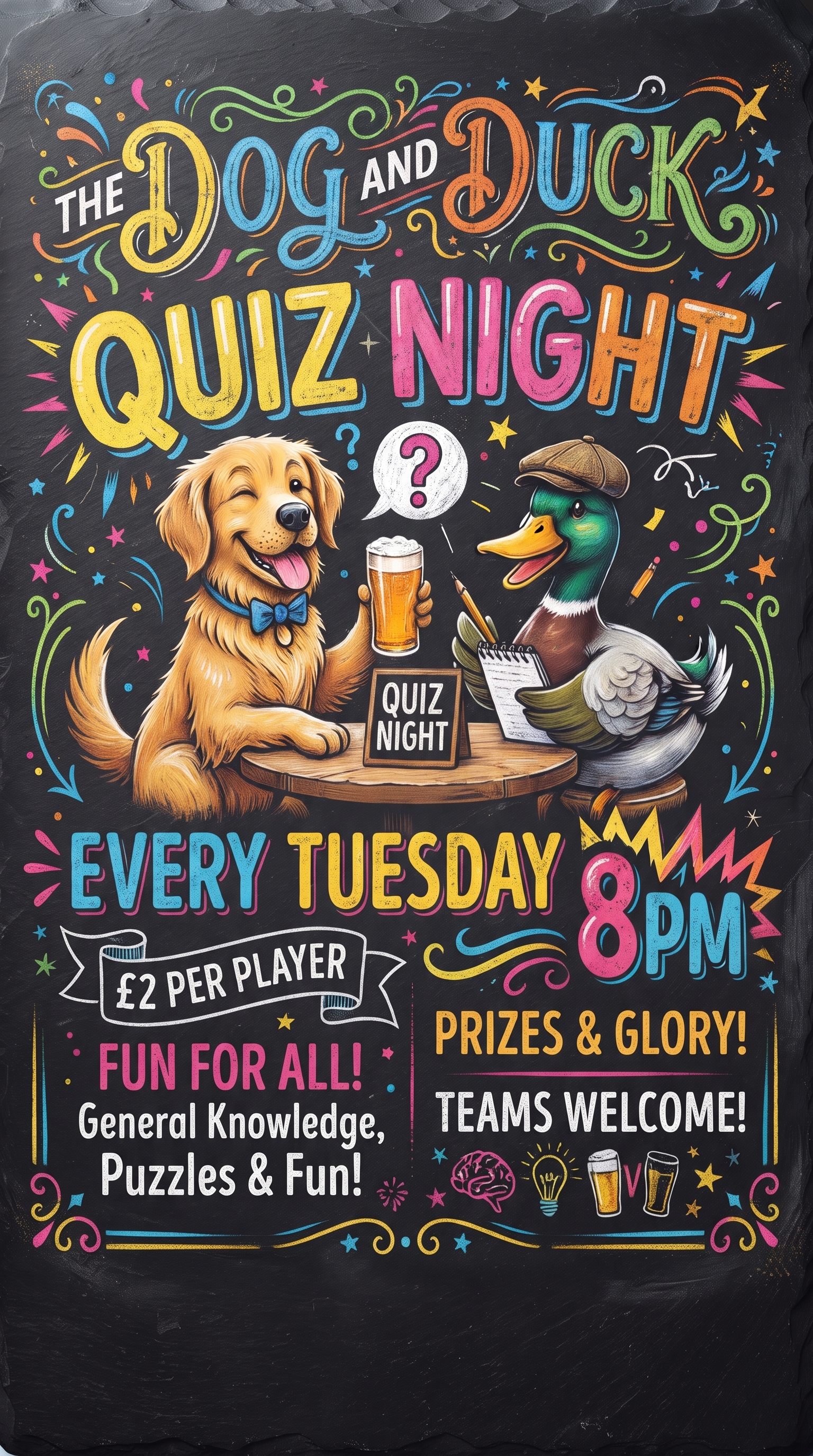 Dog and Duck quiz night poster