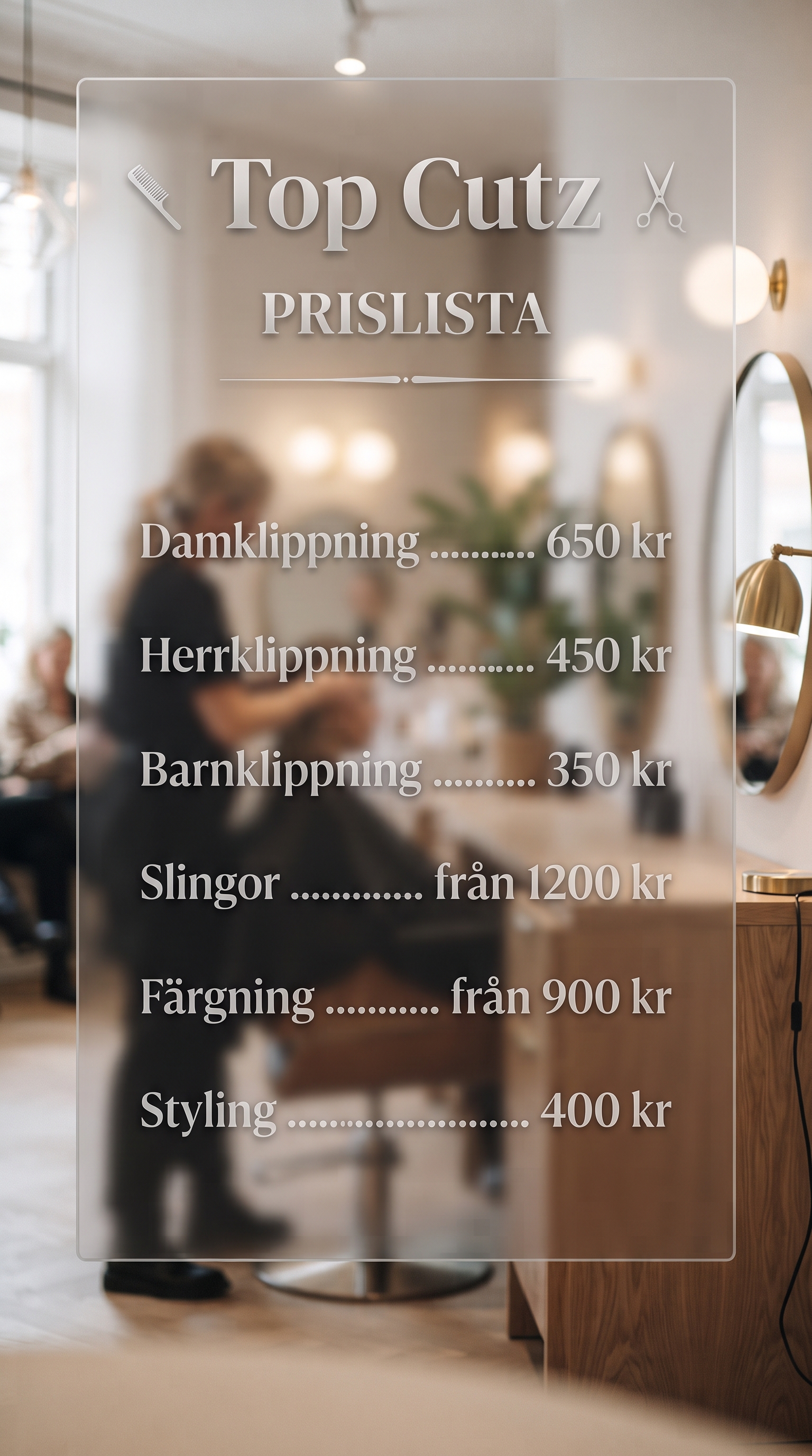 Top Cutz salon price list